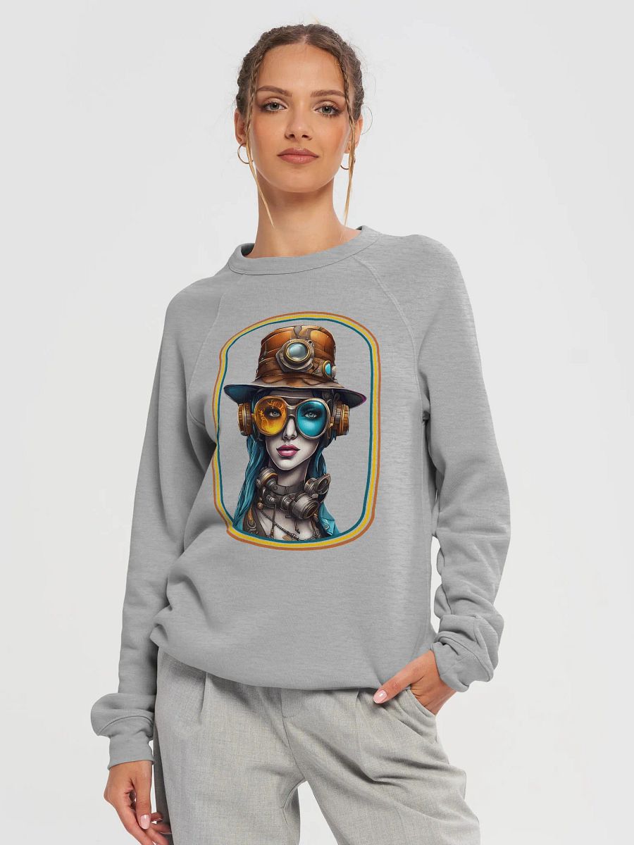 Fire & Ice Goggle Girl Steampunk Style Sponge Fleece Raglan Sweatshirt product image (14)