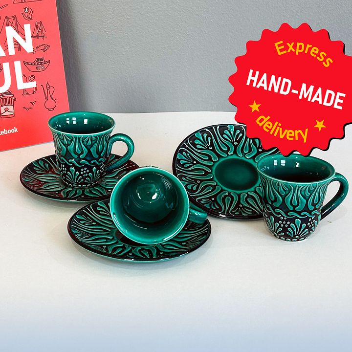 Ceramic tea set (6 items) — handmade pottery, handmade ceramic, Turkish ceramic product image (1)