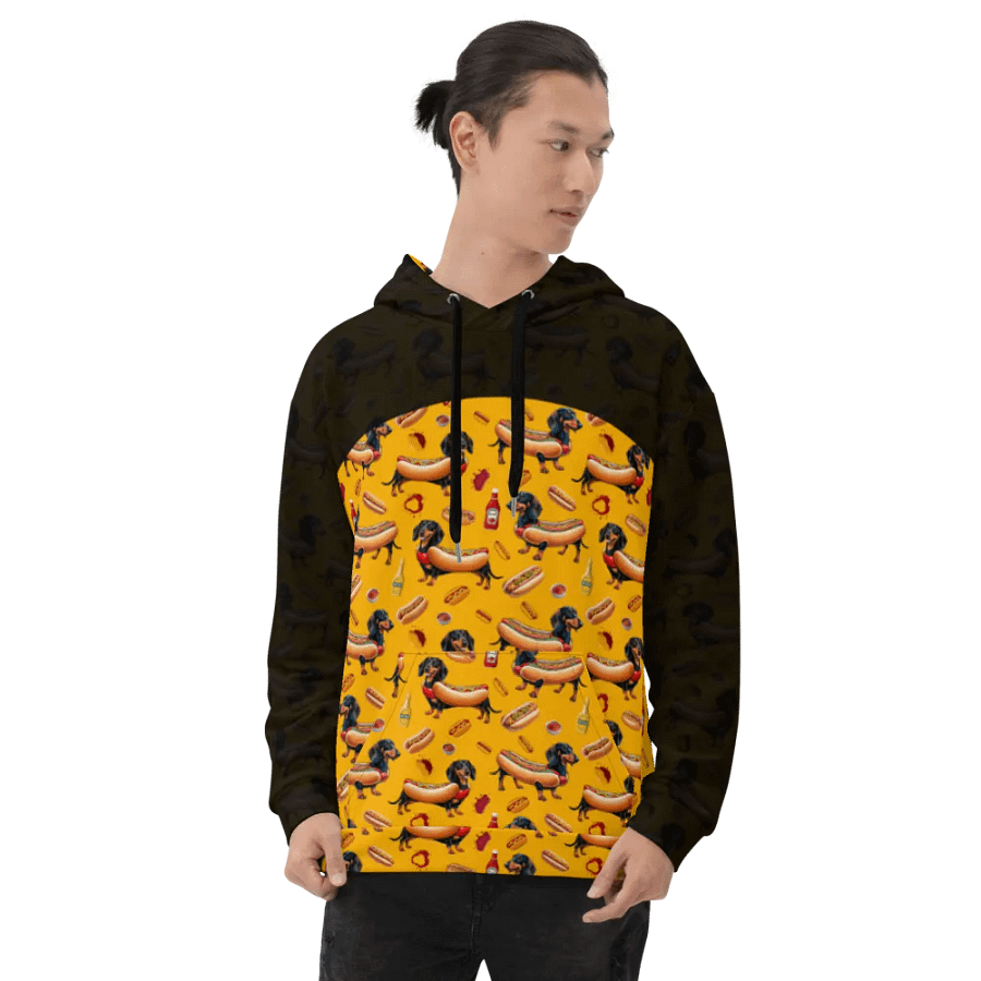 Dachshund Delight All-Over Hoodie (Obsidian) product image (8)