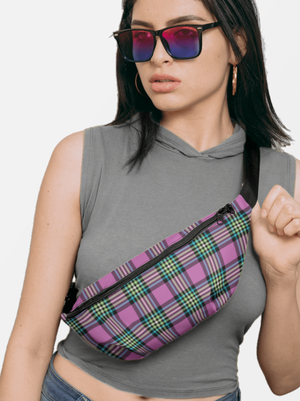 Purple Orchid and Turquoise Plaid Fanny Pack product image (1)