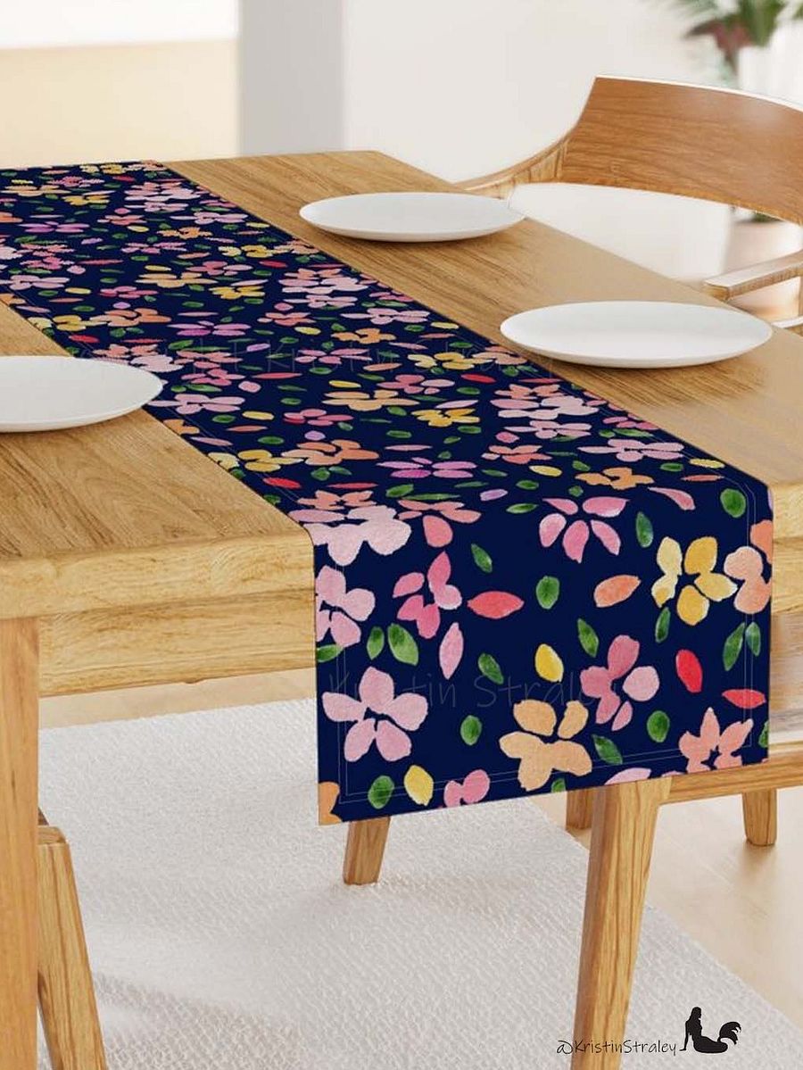 Spring Flowers on Navy Blue Table Runner product image (9)