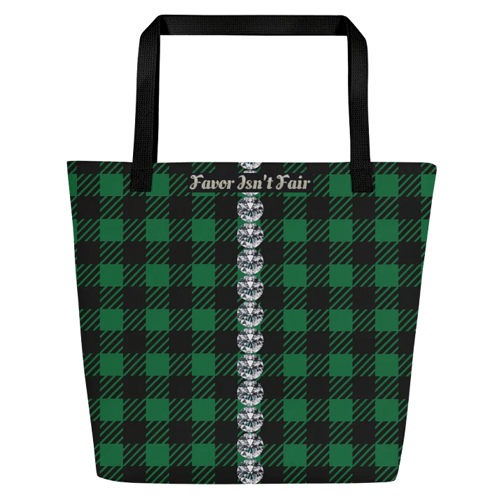 Green Plaid Geometric with Diamonds BBG Tote Bag with Pocket product image (2)