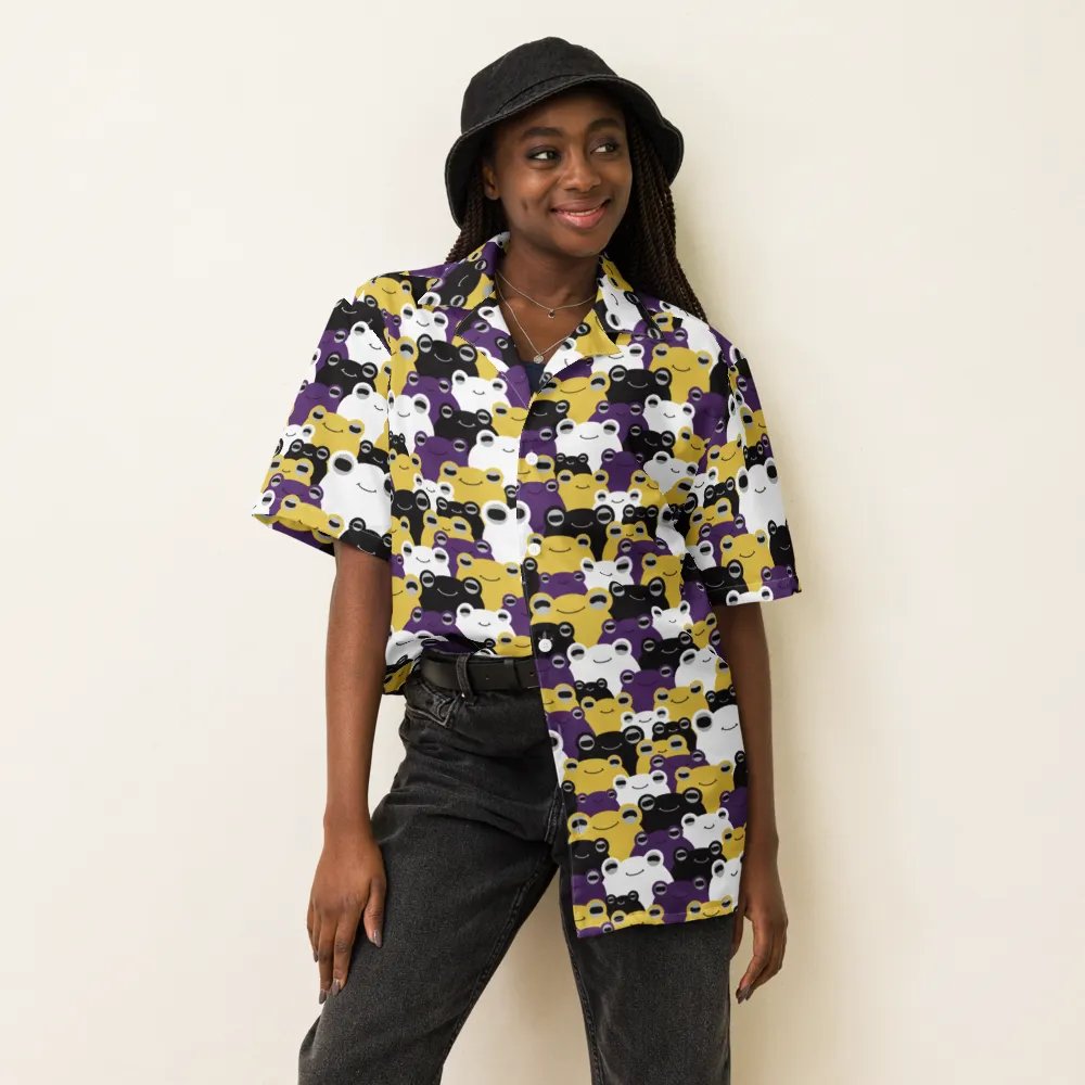 Frog-waiian Shirt Nonbinary Flag Colors product image (6)