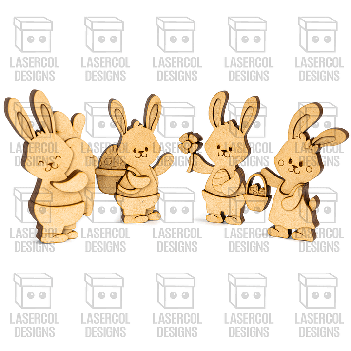 Cute Easter Bunny Figurines Set 1 - Laser Cut Files product image (2)
