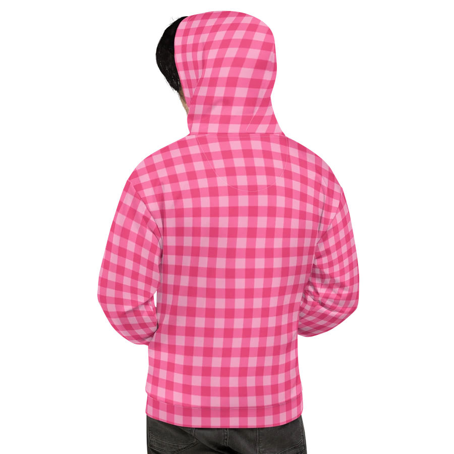 Bright Pink Checkered Plaid Hoodie product image (9)