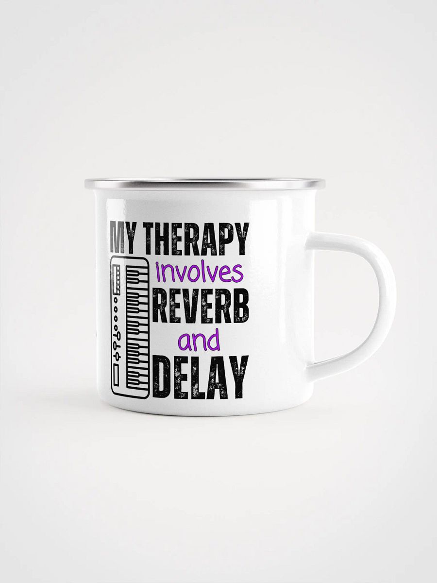 "My Therapy Involves Reverb and Delay" Enamel Coffee Mug product image (1)