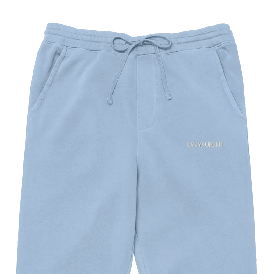 ILES YAURENT © Pantalone celeste nebbia in cotone con motivo ricamato product image (1)