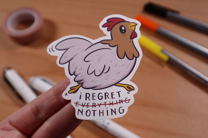 sticker : no regrets chimken product image (2)