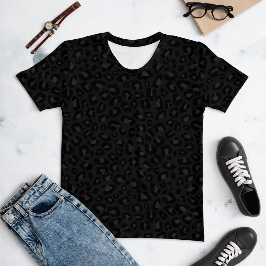 Black Leopard Print Women's T-Shirt product image (7)