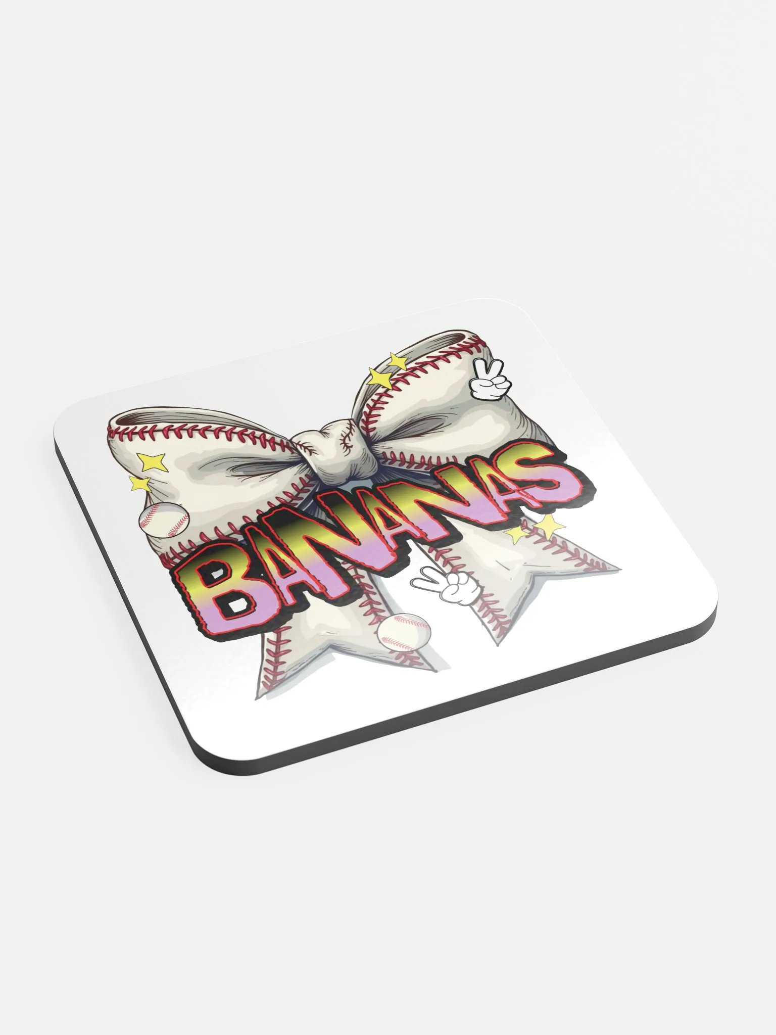 Bananas Bow Baseball Coaster product image (3)