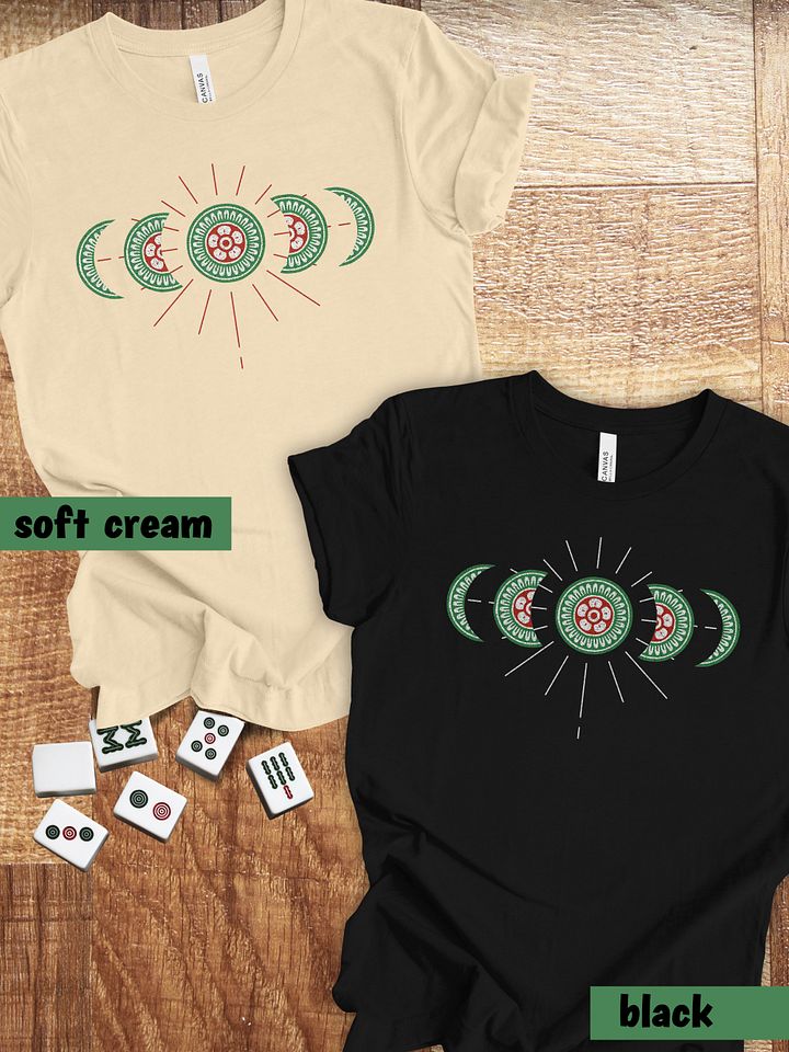 Mahjong Moon Phase Shirt for Board Game Lovers, Unisex Board Gaming Black T-shirt product image (2)
