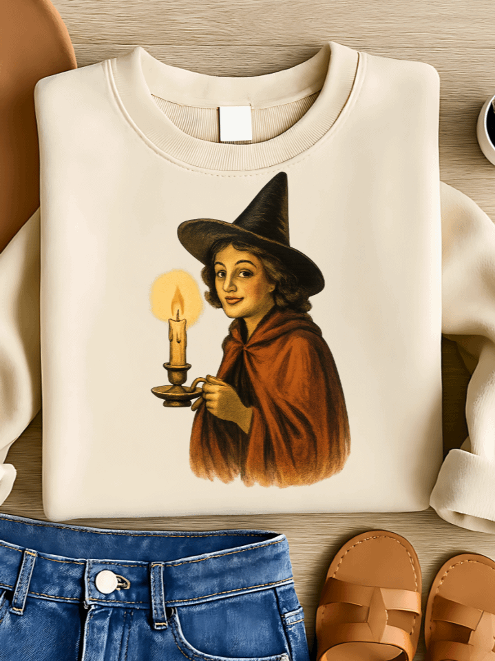 Vintage Halloween Witch Sublimation PNG – Old-Time Spooky Clipart for T-Shirts – Classic Magic & Candlelight Theme – 300 DPI Instant Digital Download product image (1)