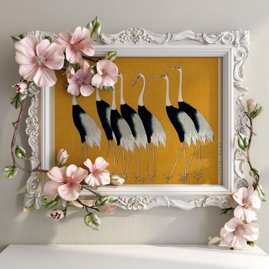 Red Crowned Cranes by Ogata Korin Vintage Japanese Woodblock Print product image (26)