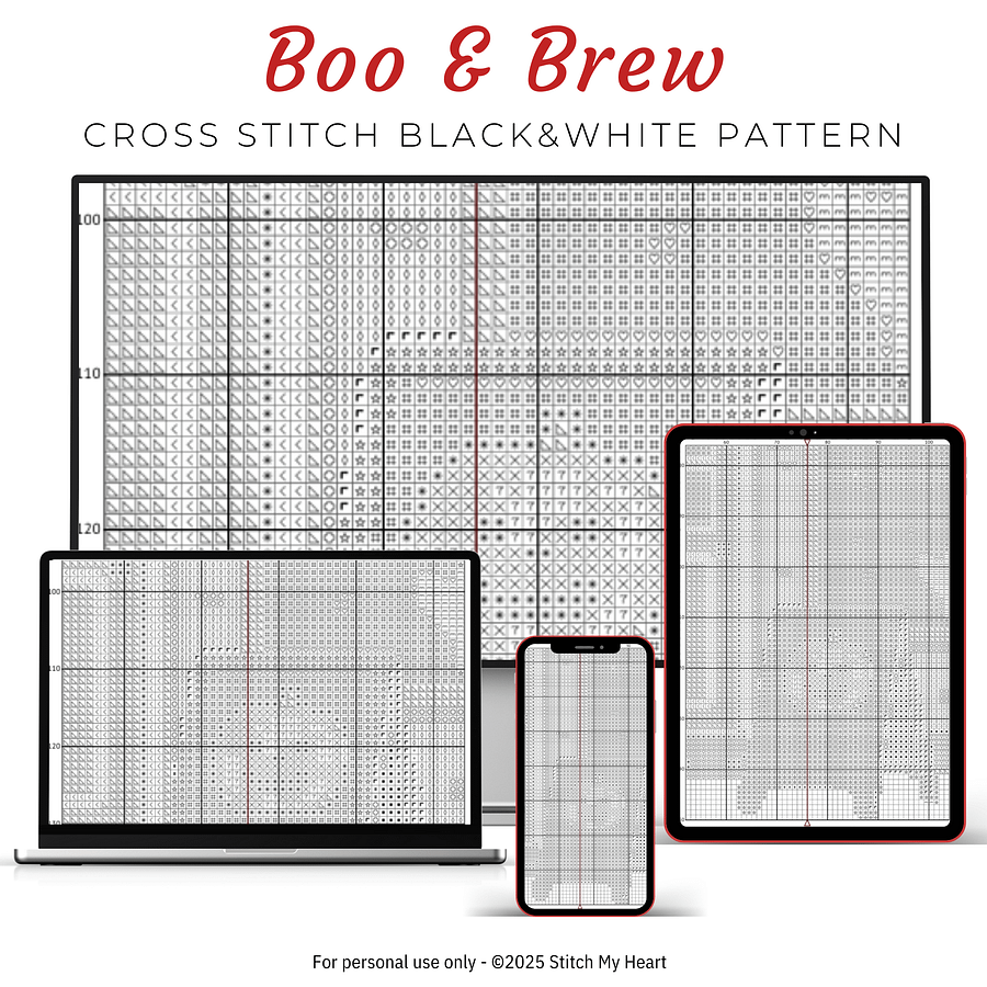 Boo & Brew Cross Stitch Pattern product image (4)