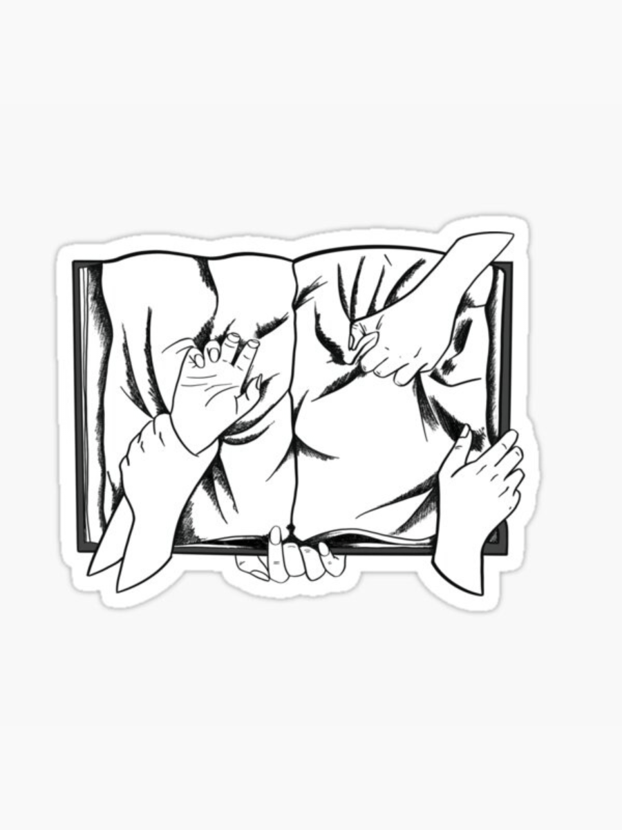 "Between the sheets- smut books" Sticker (black and white) product image (1)