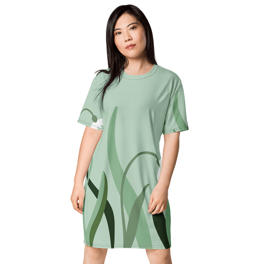 Elegant Green Leaf Oversized T-Shirt Dress - Exclusive TDSMUSIC Design product image (1)