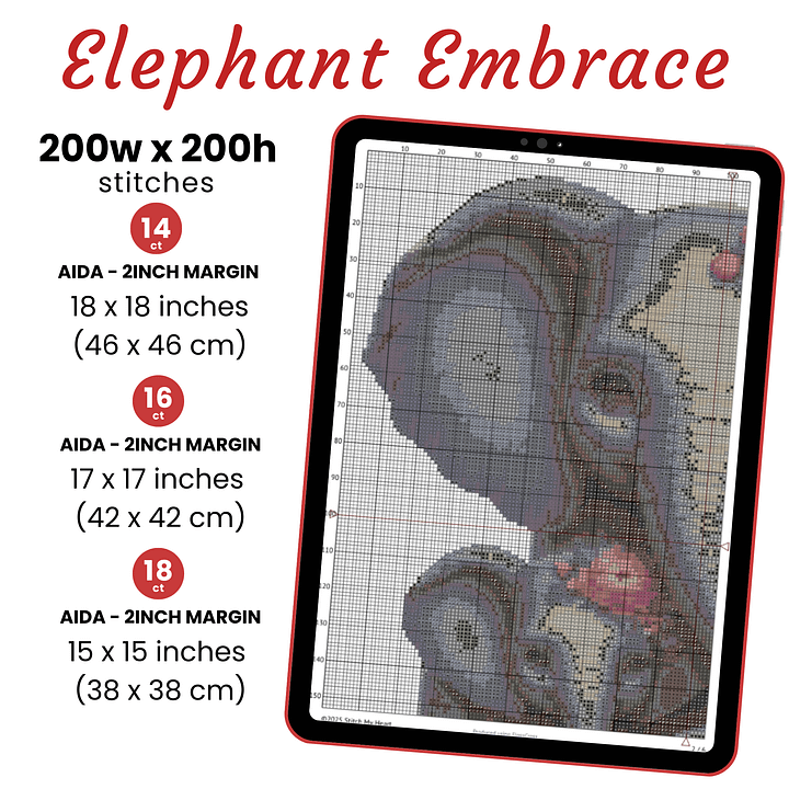 Elephant Embrace Cross Stitch Pattern product image (2)