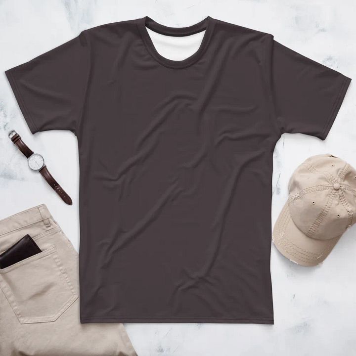 Plain Dark Brown True Summer Men's Crewneck Polyester Heavyweight Premium T-Shirt by Treasure Pie product image (1)