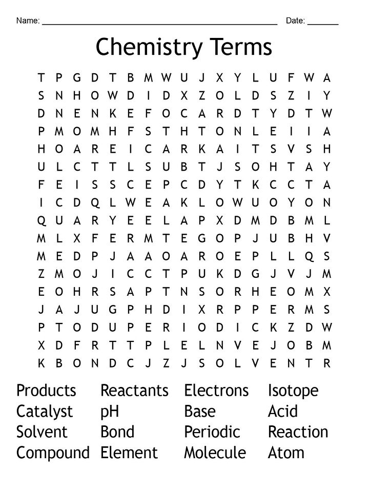 Printable Chemistry Terms Word Search – 16 Key Vocabulary Words! product image (1)