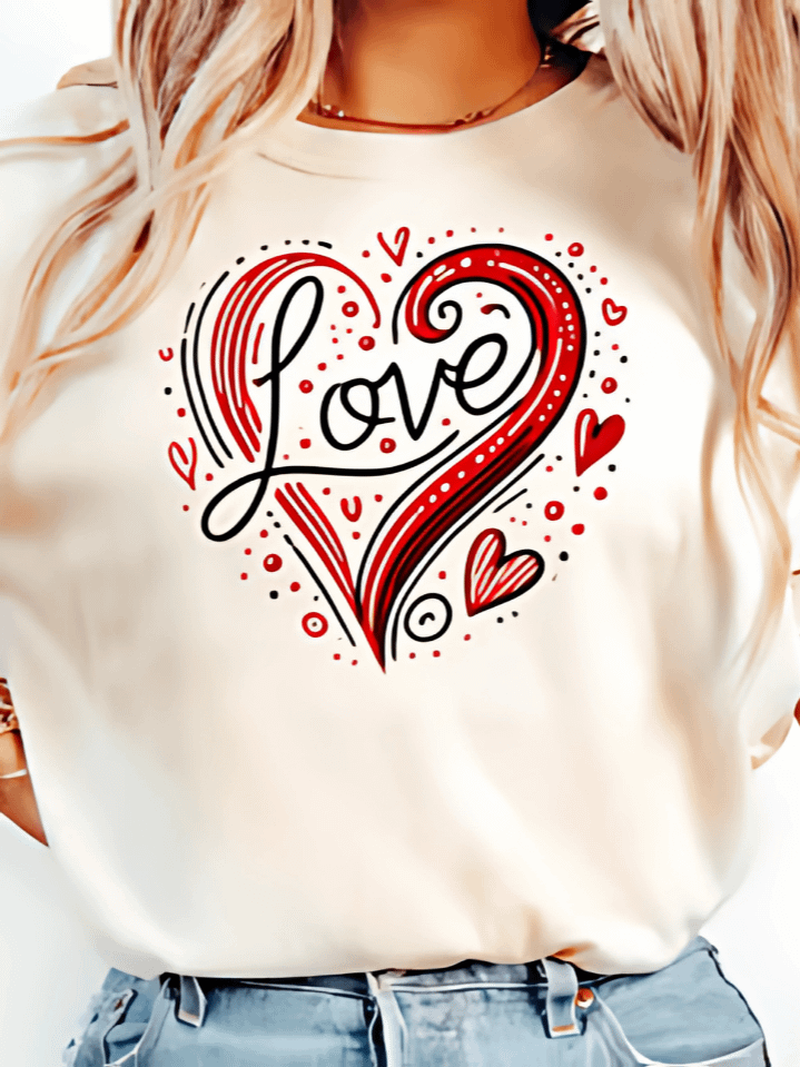 Adorable Love Valentine’s Day T-Shirt Sublimation Design – Cute Heart Art for Women – Perfect Gift for Valentine’s Day – 300 DPI PNG Instant Download product image (1)