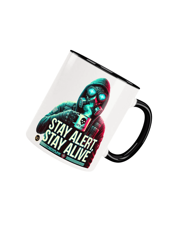 'Stay Alert, Stay Alive' – Cyberpunk Ceramic Mug with Color Inside product image (1)