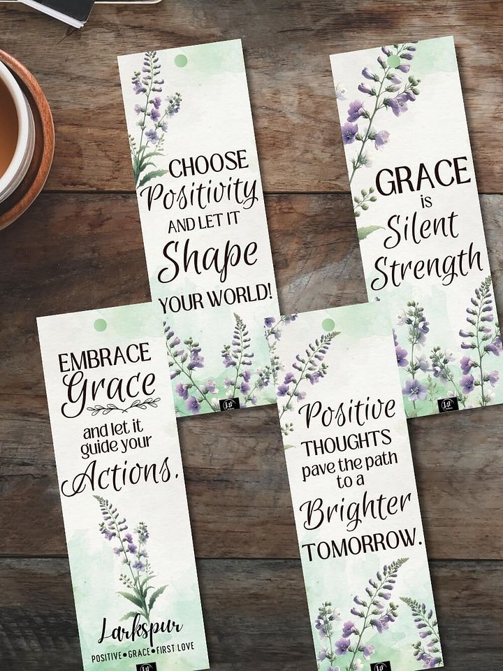 FREE Larkspur Bookmark Printable, Inspirational Sayings With July's Birth Month Flower product image (1)