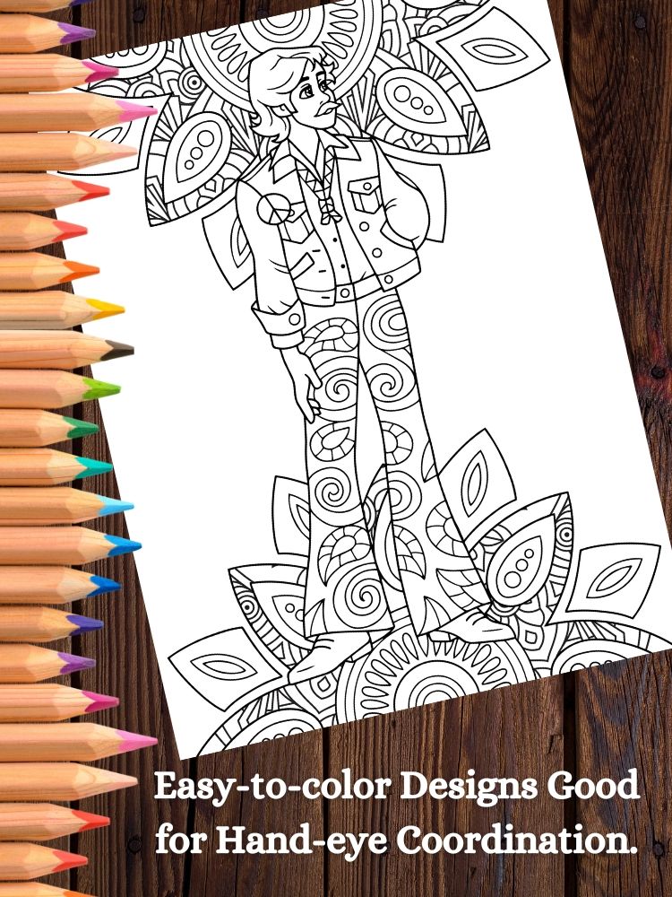 Hippies Printable Adult Coloring Pages product image (5)