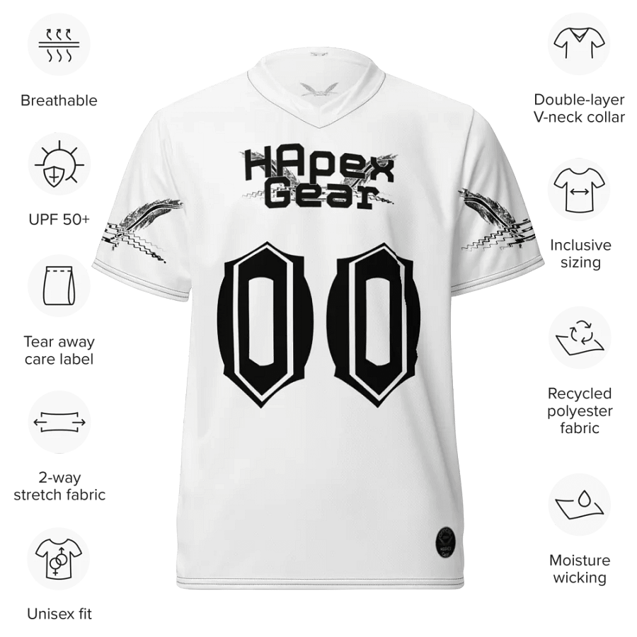 Thee Dare Dieter - White - Recycled Unisex Sports Jersey - Black HApex Gear Black Logo product image (9)