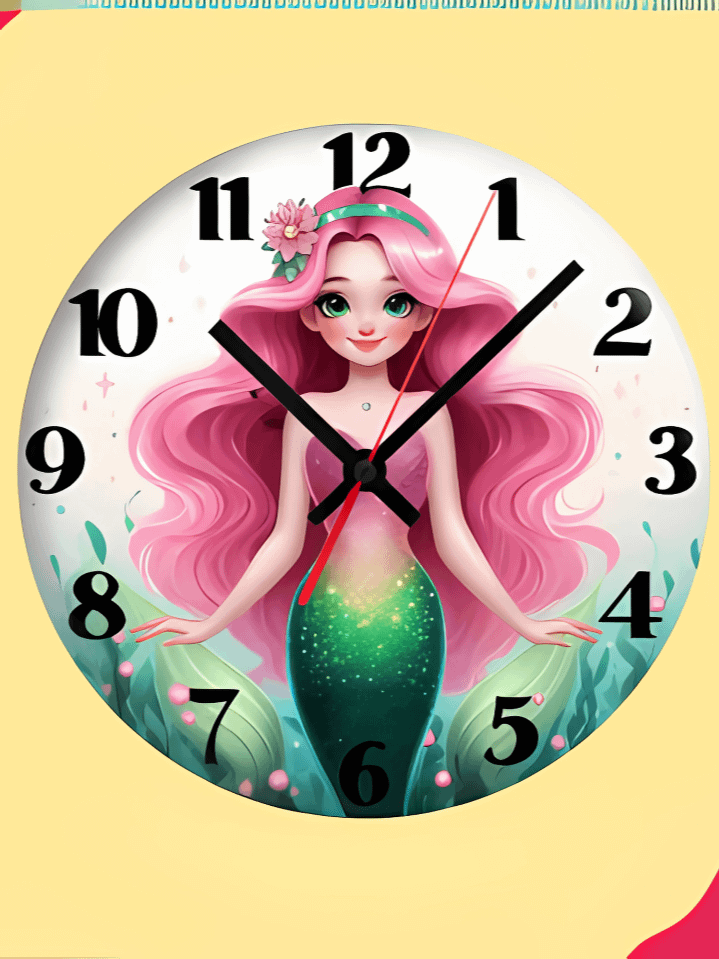 Enchanted Mermaid Wall Clock PNG – Underwater Fantasy Theme Design for Kids – Perfect for Sublimation – High-Quality 300 DPI Instant Digital Download product image (1)