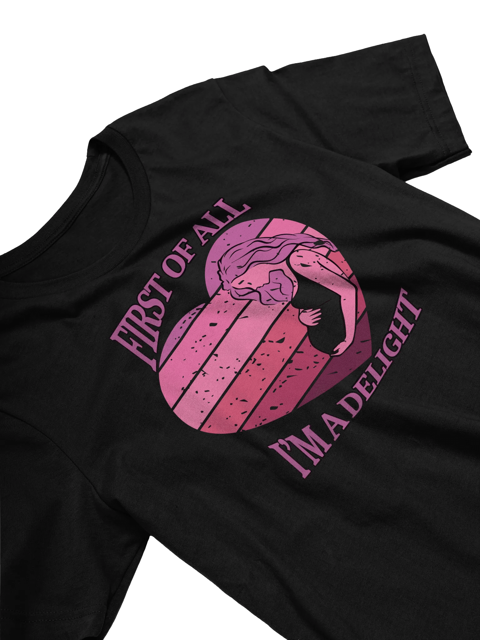 'First Of All I'm A Delight' Pregnancy Announcement T-Shirt | Pink Sunset Heart Graphic | Cute Expecting Mom Tee product image (4)