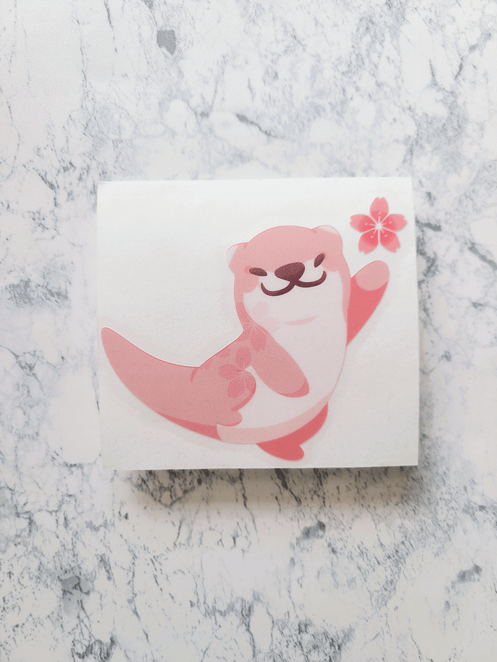 Happy Sakura Otter Large Sticker product image (1)