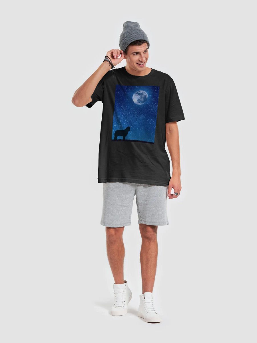 Australian Shepherd Border Collie Silhouette against Moonlit Sky T-Shirt product image (23)