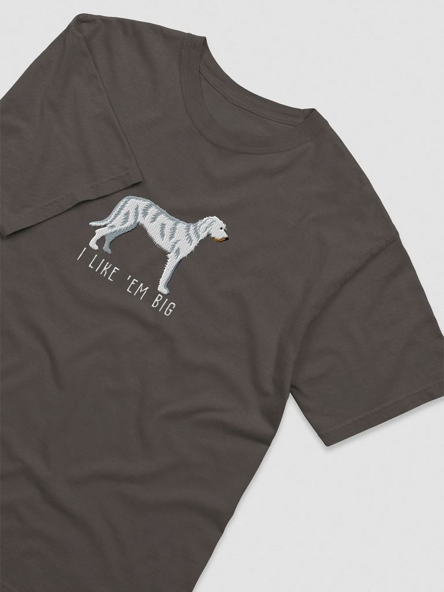 I Like 'Em Big T-Shirt(Embroidered) of an Irish Wolfhound(White) product image (16)
