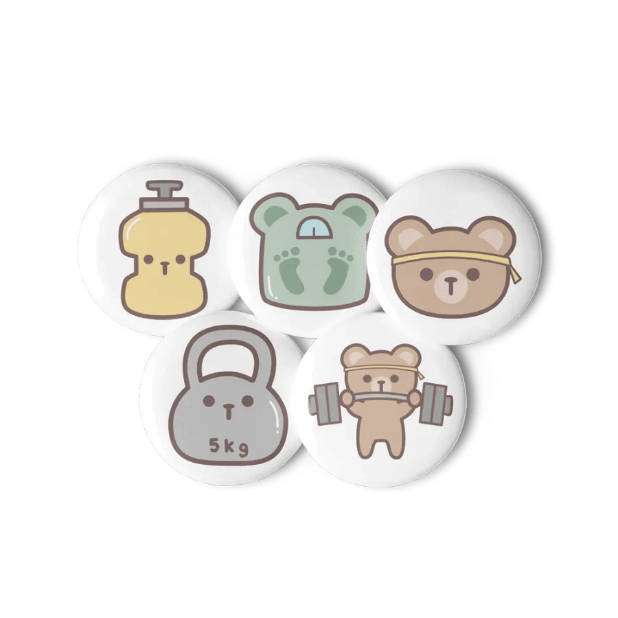 Bear Power Fitness Sport Pin Buttons Set product image (11)