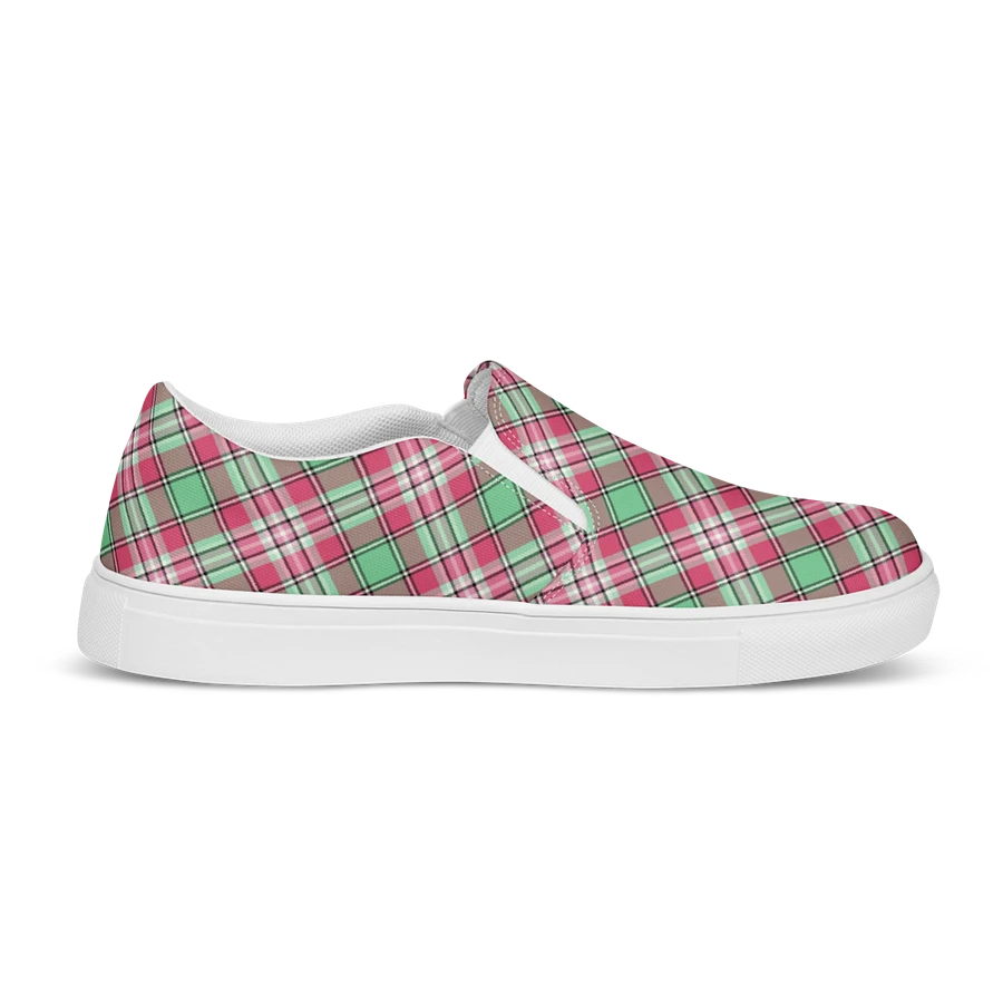 Mint Green and Pink Plaid Women's Slip-On Shoes product image (5)