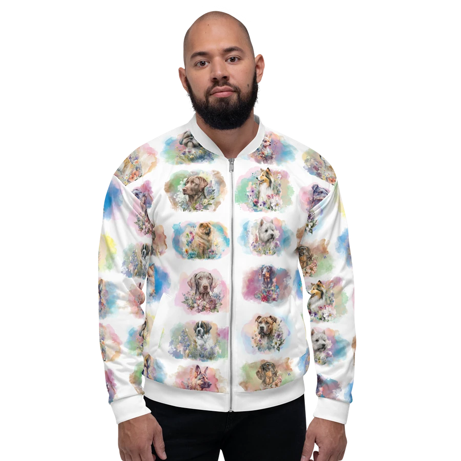 Watercolor Dogs Bomber Style Zip Up Sweatshirt Jacket, Unisex product image (4)