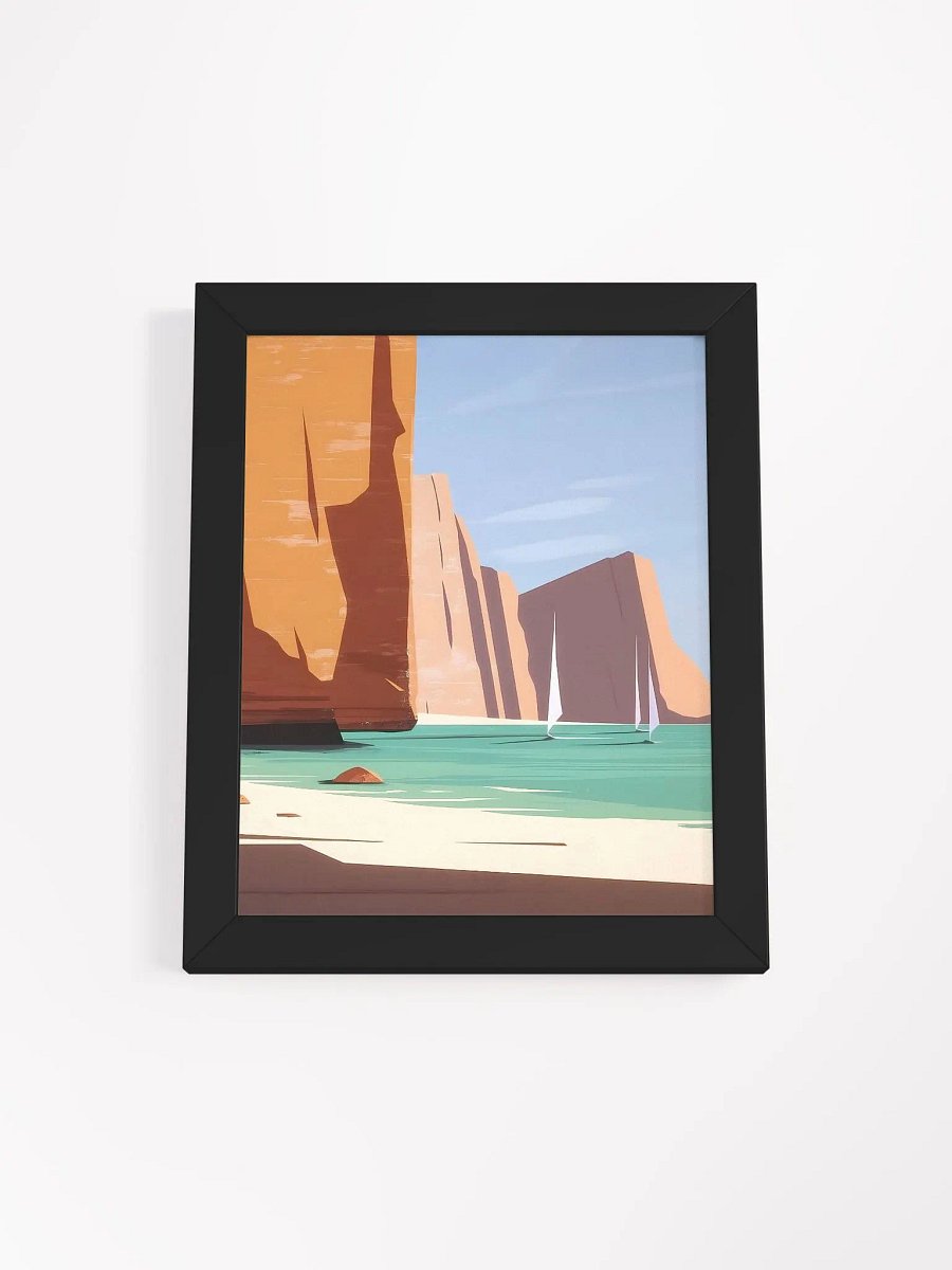 Framed Poster of Sailboats by the Cliffs product image (1)