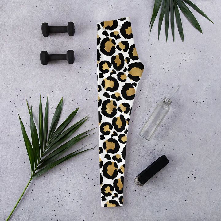 Black and Gold Leopard Overlay Print Leggings – Stylish, Bold & Luxuriously Comfortable product image (2)