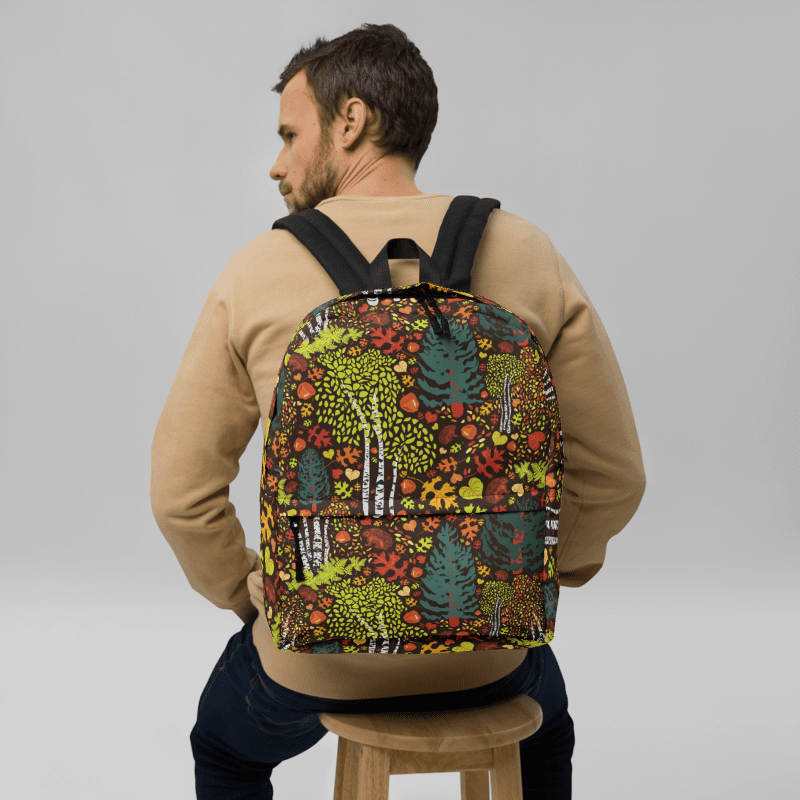 Cabincore Birch Squirrels & Acorns Backpack | Woodland Whimsy with Artful Utility 🎒 | by Monique Faella Designs™ product image (7)