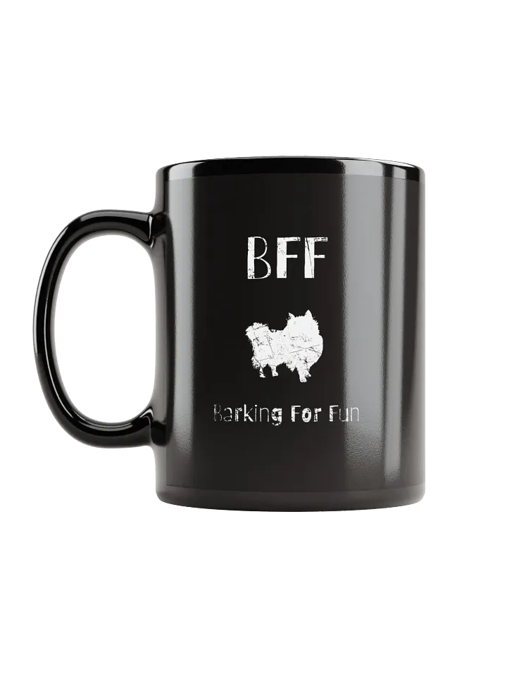 Pomeranian BFF Barking for fun, funny pun, cute joke, noisy dog, ambidextrous left-handed right-handed tea coffee mug product image (2)
