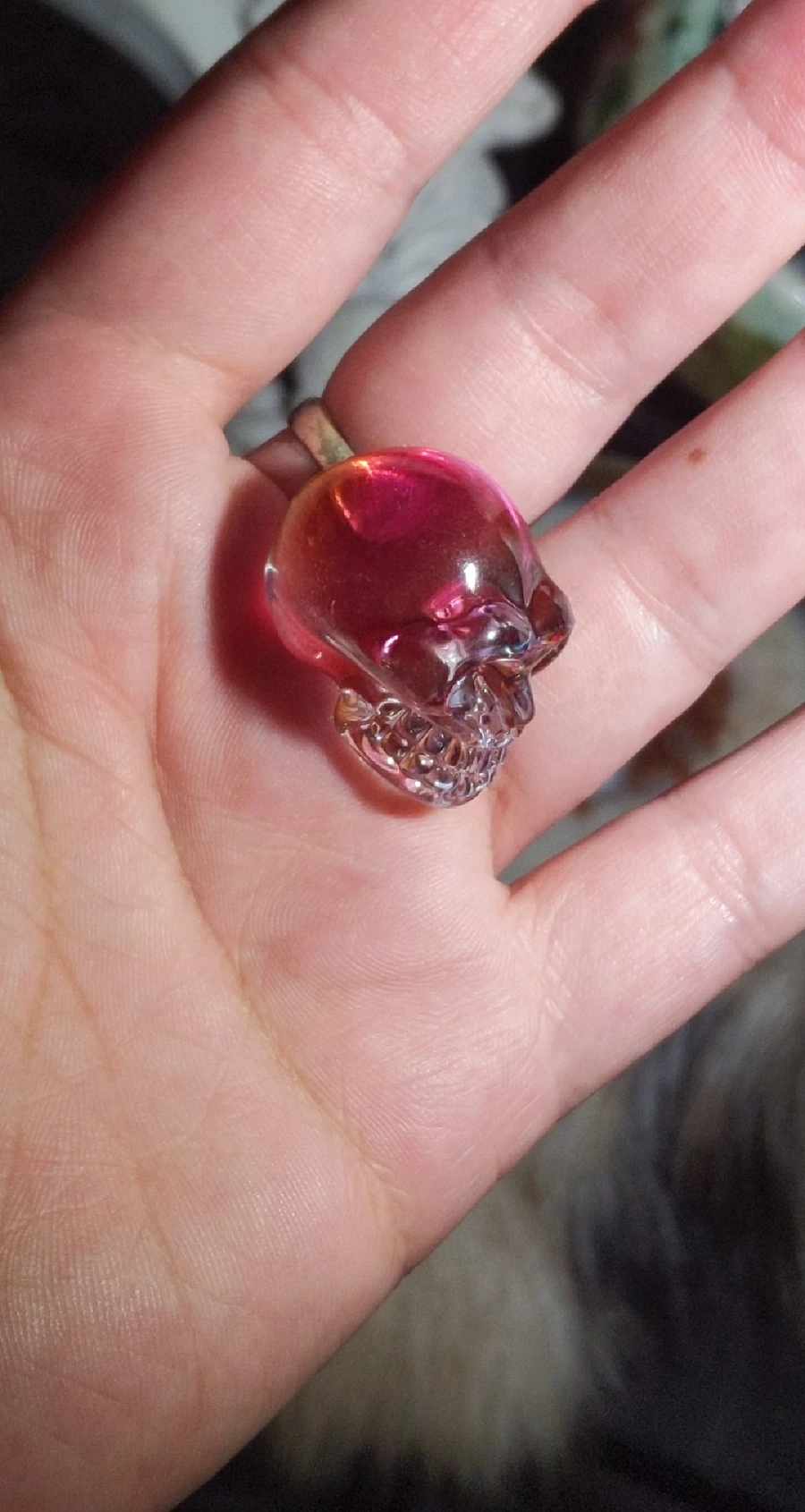 Red/Teal Aura Quartz Skull #3 product image (3)