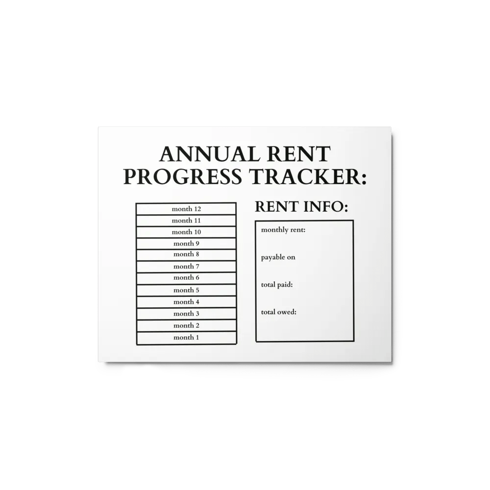 HIGHFALUTIN ANNUAL RENT TRACKER (black design 1) product image (1)