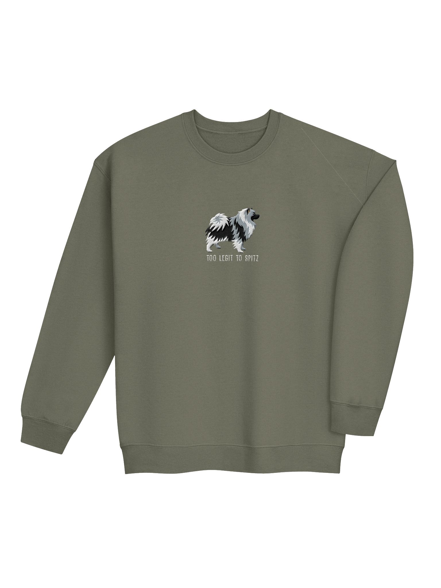 Too Legit to Spitz Sweatshirt (Embroidered) of a Keeshond(Black & White) product image (20)