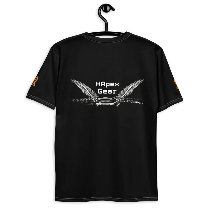White HApex Gear White Logo Cancer Awareness Orange Ribbon. Black Crew Neck T-Shirt product image (8)