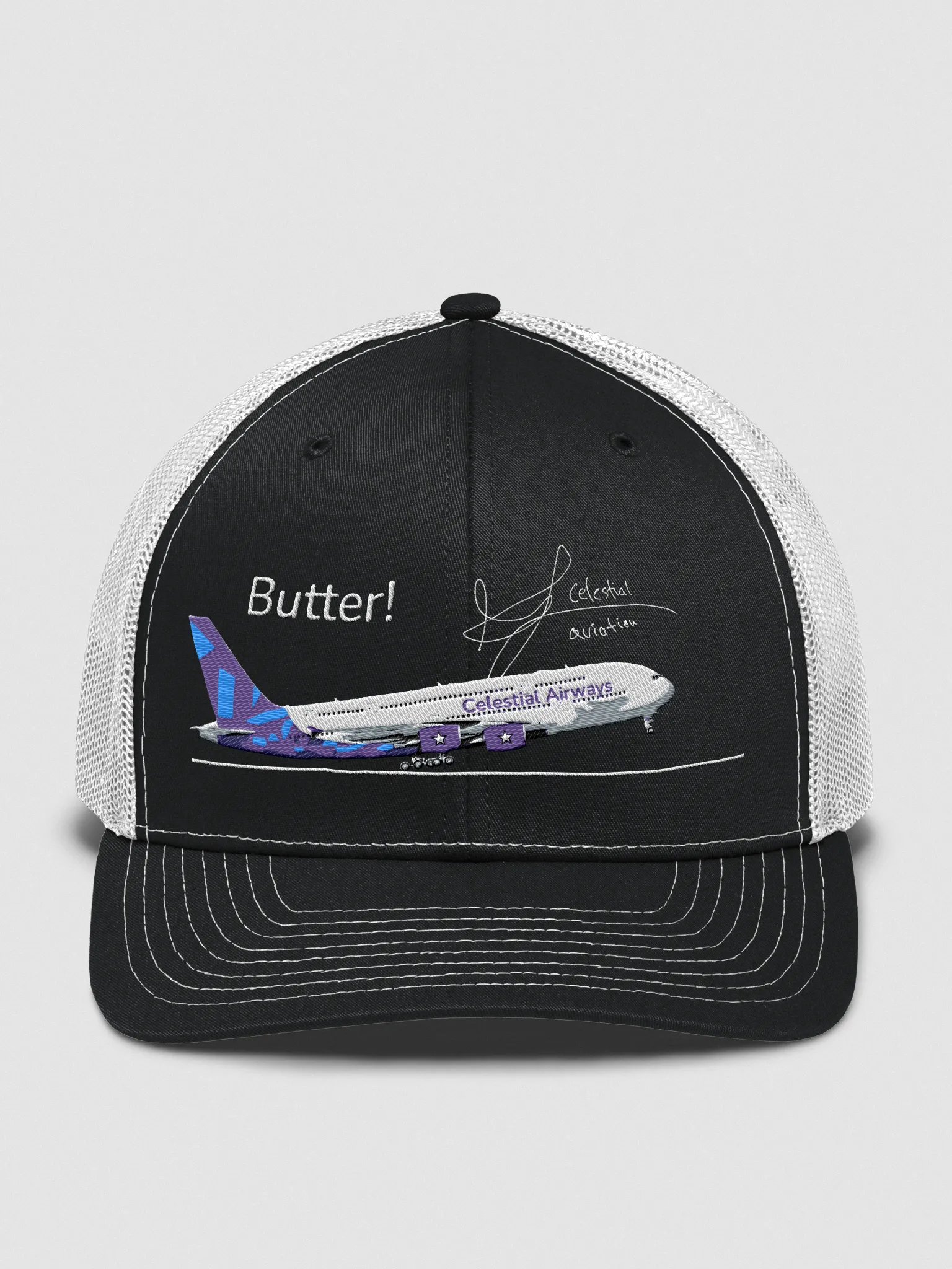 Celestial airways Airbus A380-800 Butter! landing richardson trucker hat SIGNED product image (1)