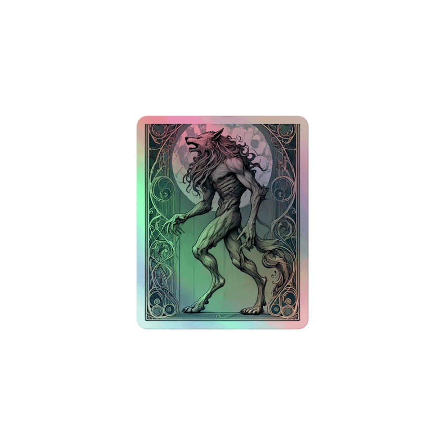Art Nouveau Werewolf Vinyl Sticker – Full Moon Elegance 🌕🐺 product image (1)