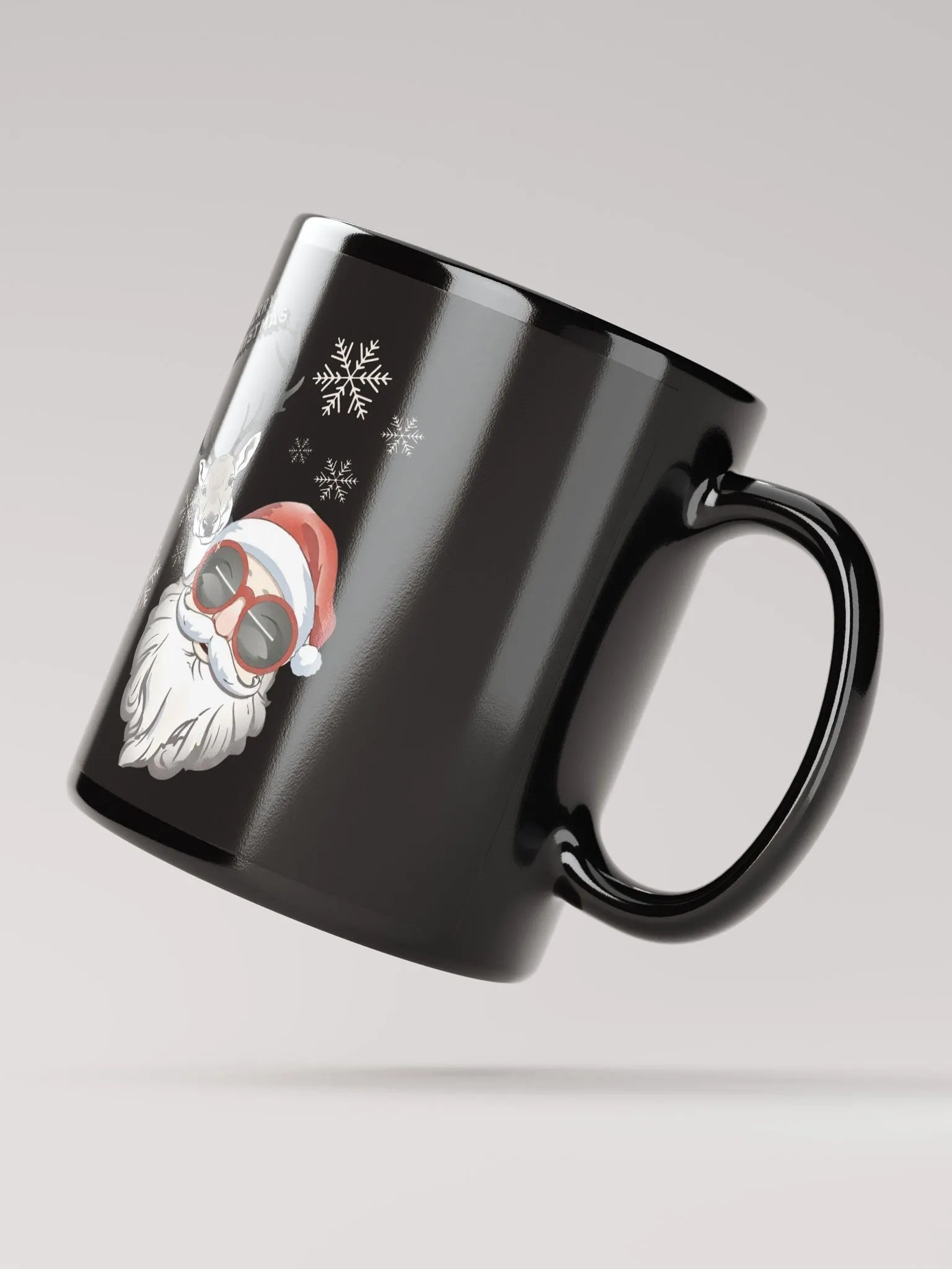 Cool Santa and Hip Reindeer Black Mug product image (3)