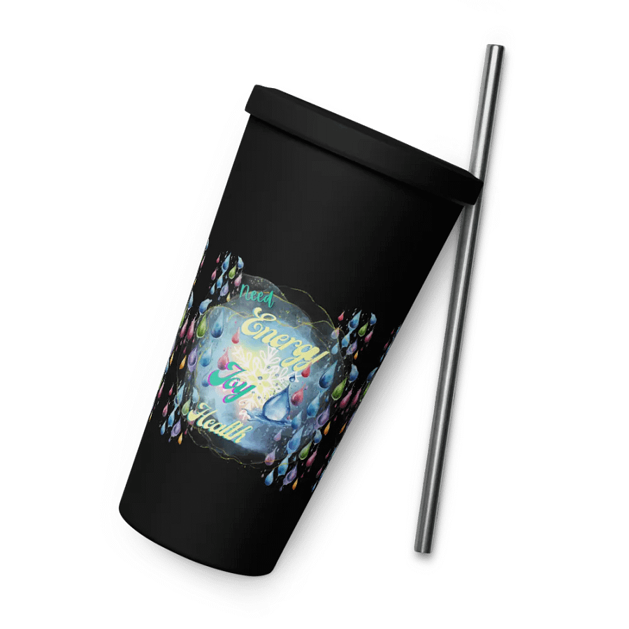 Insulated Tumbler with straw with beautiful swirly  water drop splash and drops design, product image (6)