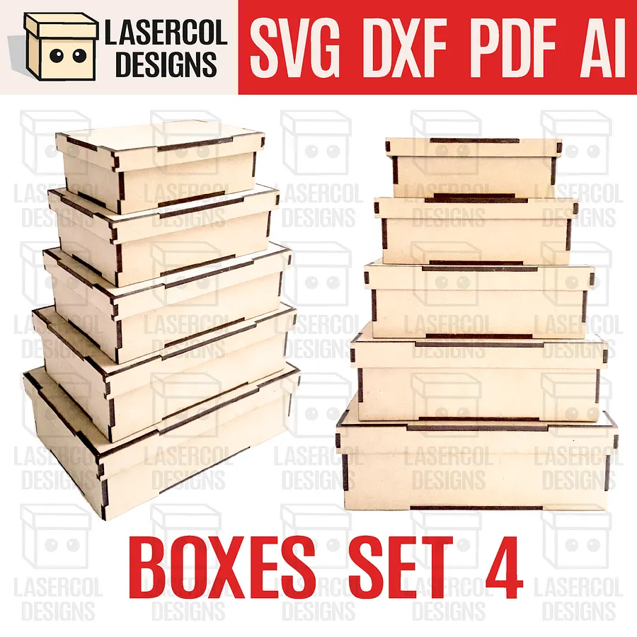 Boxes Bundle (Set 1-2-3-4-5-6-7-8) - Laser Cut Files product image (6)