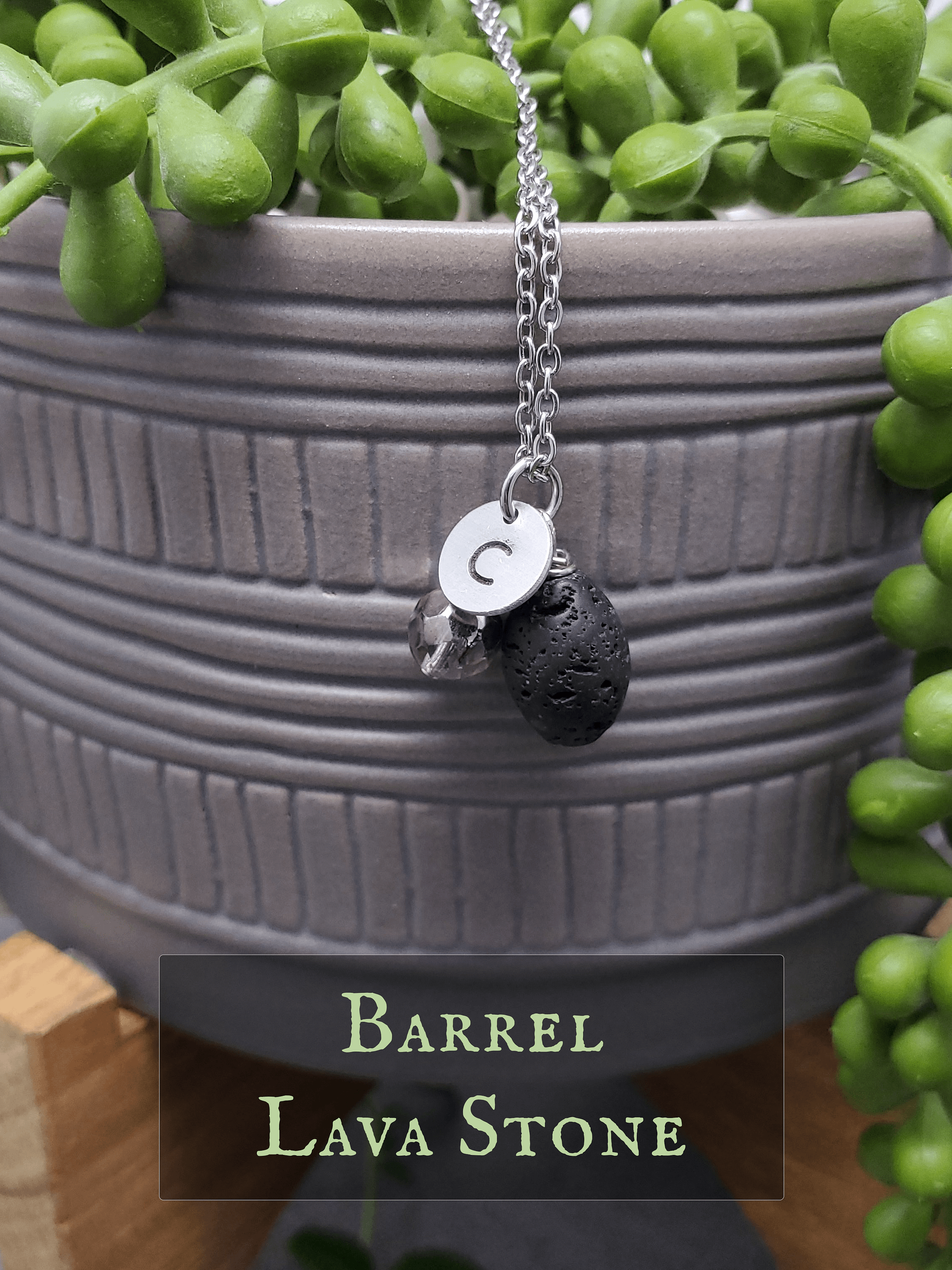 Czech Your Lava Personalized Necklace • Initial Diffuser Necklace • Minimalist Aromatherapy Jewelry product image (4)